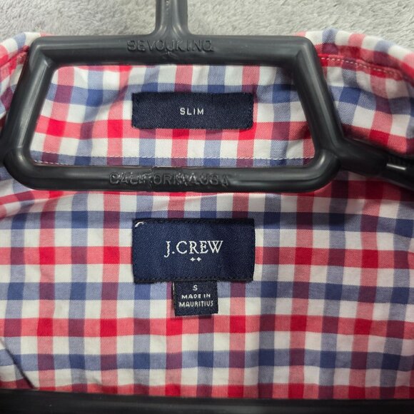 Mens J.Crew Slim Fit Red & Blue Checkered Shirt Long Sleeve Button Down Size S - Picture 2 of 7